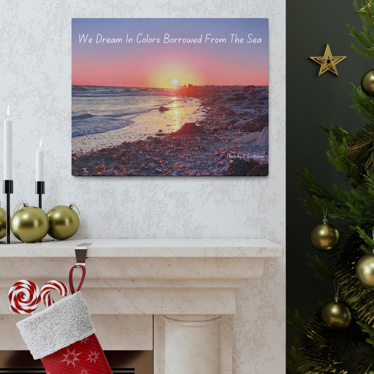 Canvas Gallery Wraps, Custom Beach Sunset Wall Art, Inspirational Quote Decor, Coastal Canvas Prints, Beach House Decor, 20x16