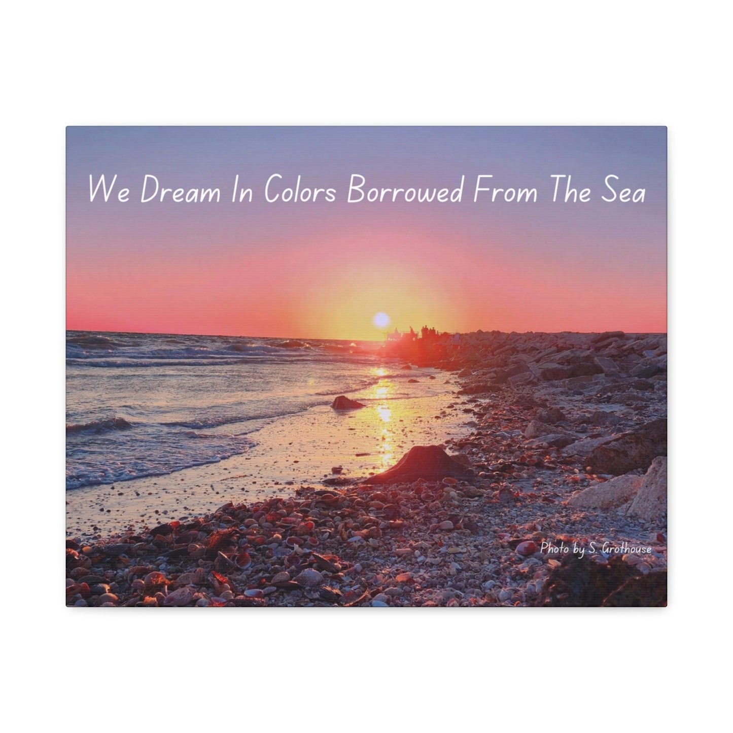 Canvas Gallery Wraps, Custom Beach Sunset Wall Art, Inspirational Quote Decor, Coastal Canvas Prints, Beach House Decor, 20x16