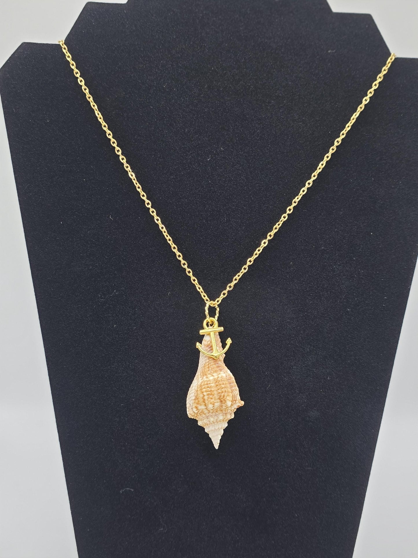 Handmade Florida juvenile fighting conch pendant on 18" (+2") stainless steel chain. Perfect for beach wedding or anytime gift.