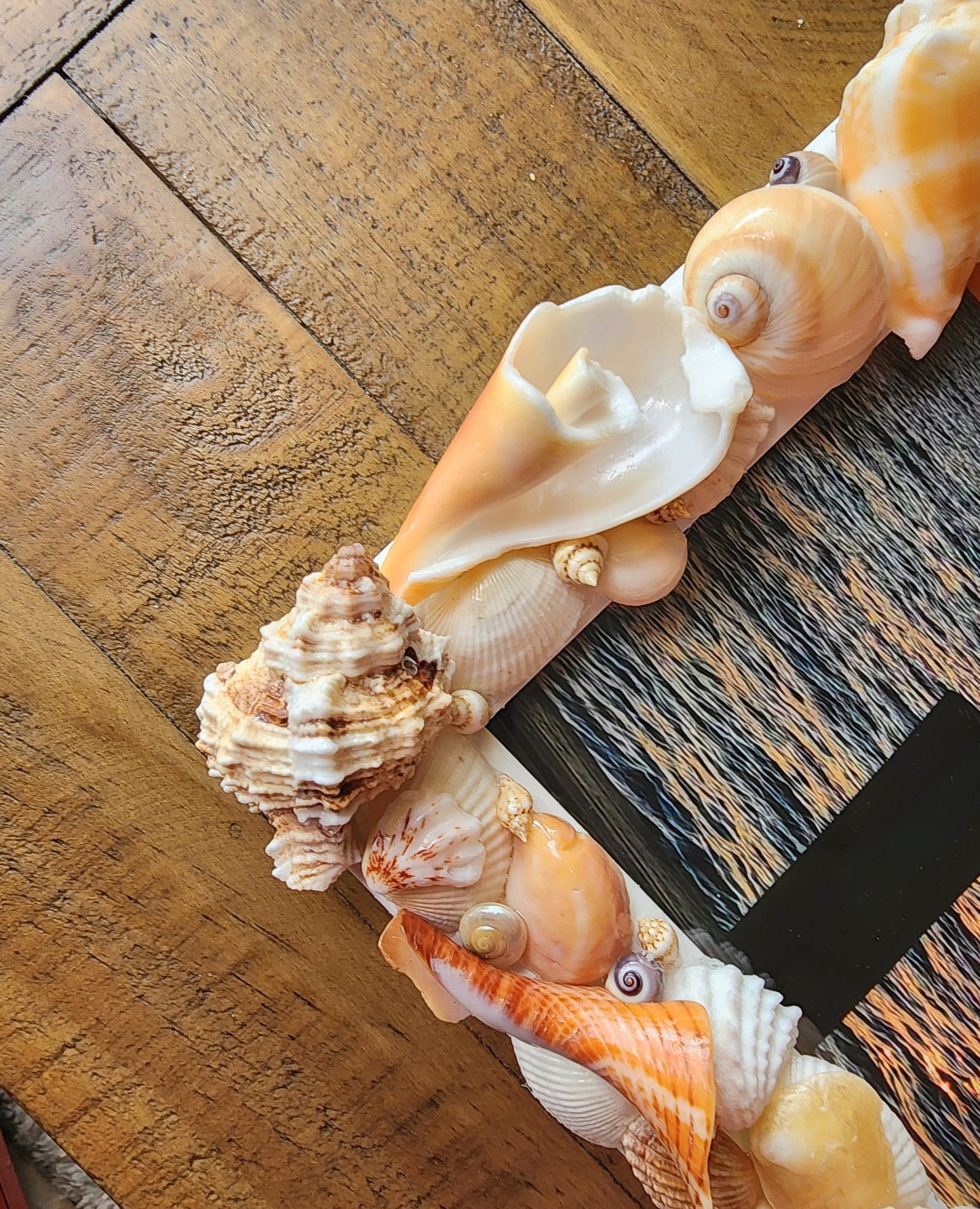 Seashell photo frame, 8"x10" coastal picture frame, beach house decor, beach wedding gift, housewarming gift, seashell art, tropical frame