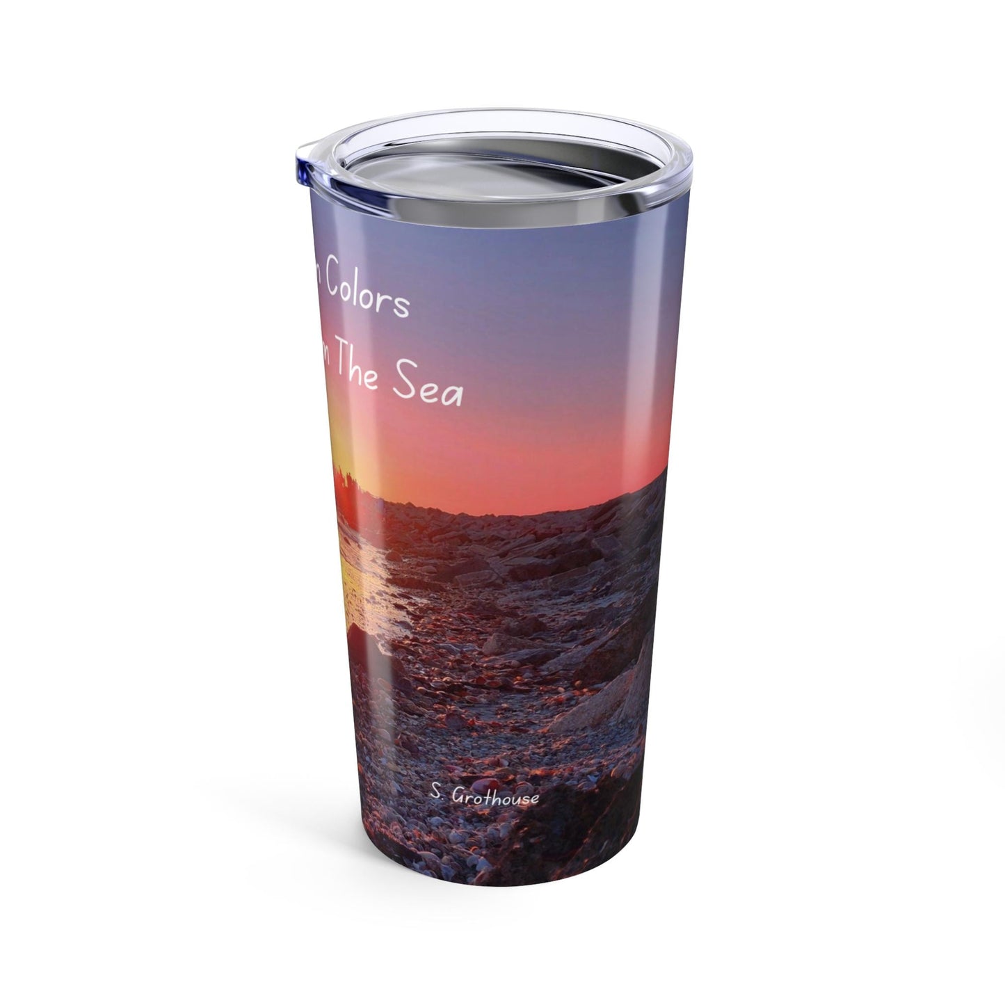Beach Sunset Tumbler, Custom Insulated Cup, 20oz Travel Mug, Personalized Drink Holder, Summer Gift Idea