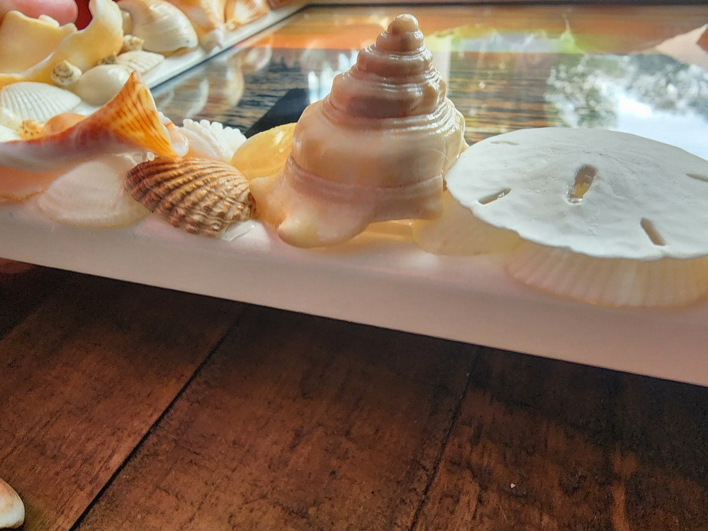 Seashell photo frame, 8"x10" coastal picture frame, beach house decor, beach wedding gift, housewarming gift, seashell art, tropical frame