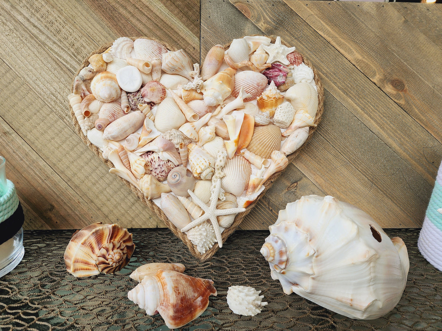 Seashell heart, coastal heart, coastal wall hanging, seashell wall hanging, seashell art. beach wedding gift, coastal decor, tropical decor