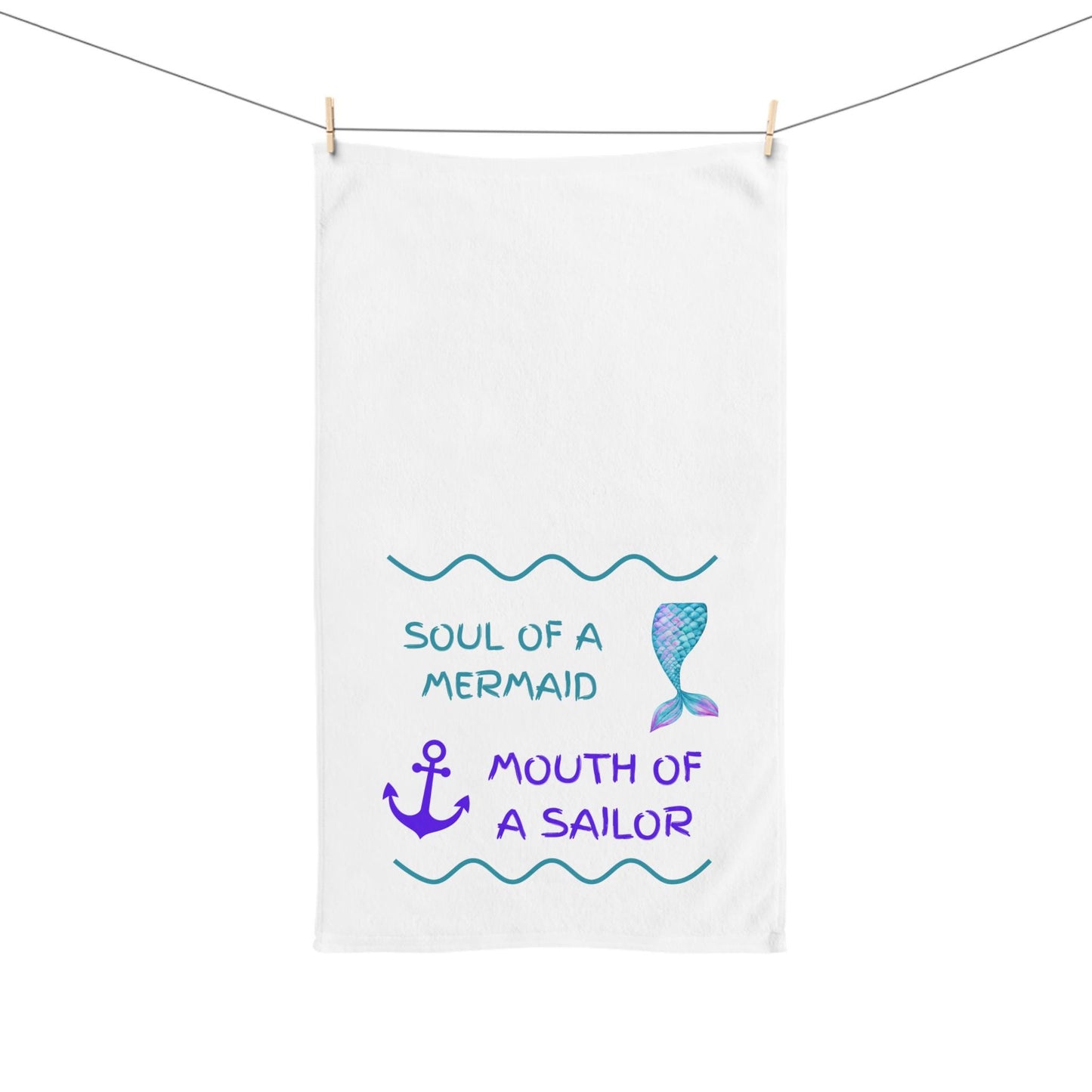 Mermaid Soul Hand Towel | Nautical Kitchen Decor, Beach House Gift, Ocean Lover Towel, Fun Bathroom Accessory