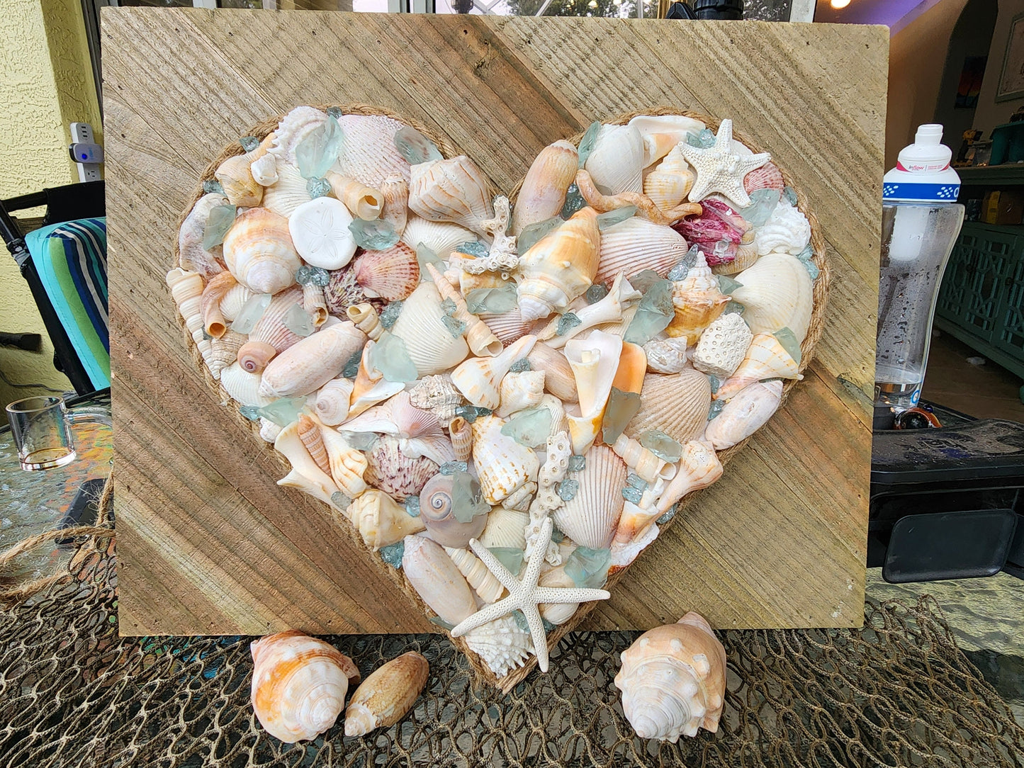 Seashell heart, coastal heart, coastal wall hanging, seashell wall hanging, seashell art. beach wedding gift, coastal decor, tropical decor