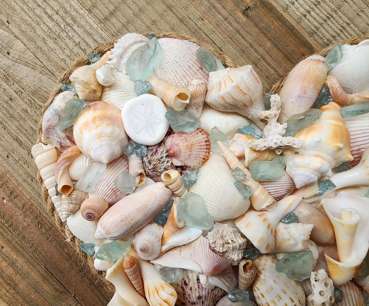 Seashell and sea glass heart decor, seashell art, coastal heart, coastal wall art hanging, sea glass wall hanging, Valentine's gift, wedding