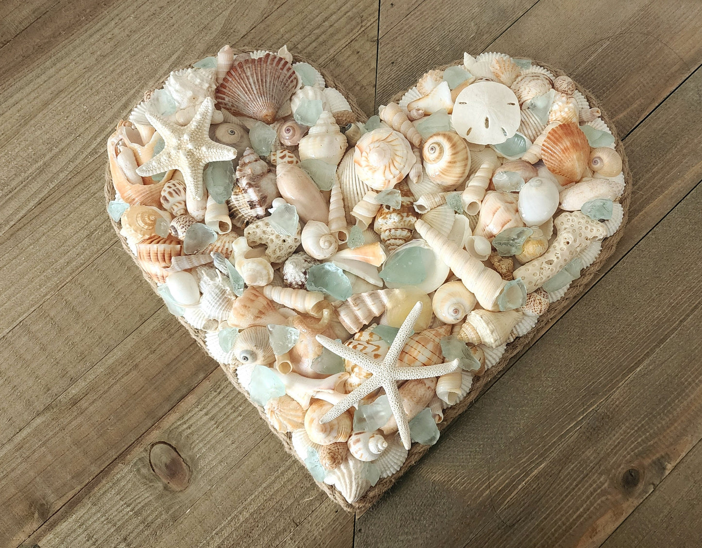 Seashell and sea glass heart decor, seashell art, coastal heart, coastal wall art hanging, sea glass wall hanging, Valentine's gift, wedding