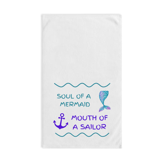 Mermaid Soul Hand Towel | Nautical Kitchen Decor, Beach House Gift, Ocean Lover Towel, Fun Bathroom Accessory