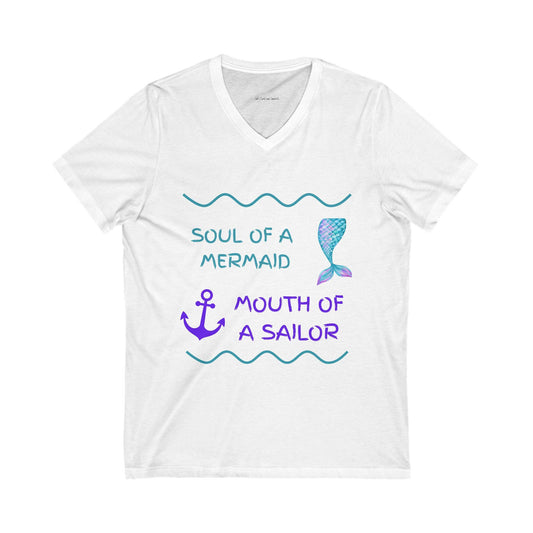 Mermaid Soul V-Neck Shirt, Sailor Mouth Tee, Ocean Vibes T-Shirt, Beach Lover Gift, Nautical Theme Top