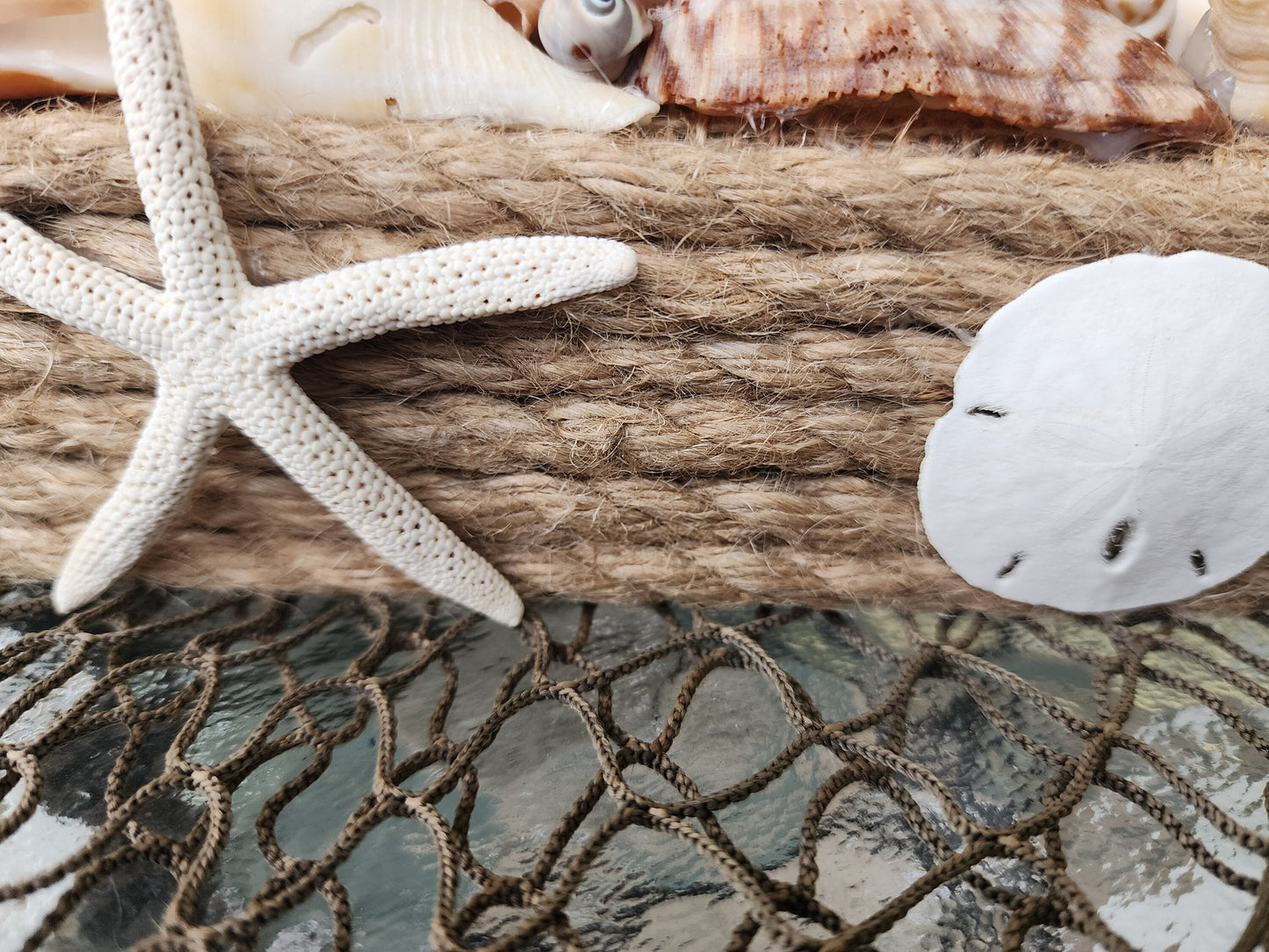 Coastal seashell candle holder centerpiece. Perfect as a beach wedding centerpiece, beach wedding gift, or to complement your coastal decor