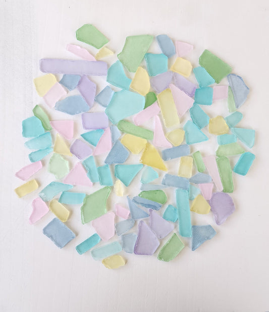 1/ 2 pound pastel multi-color sea glass in Easter and spring colors perfect to accent your beach house decor or for a beach Easter project.