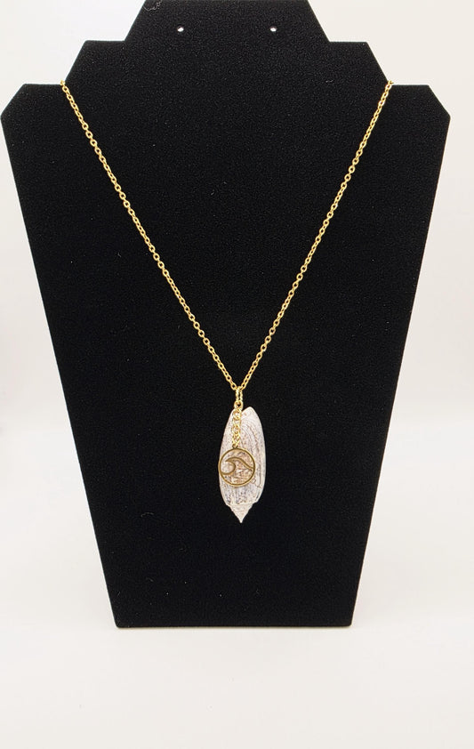 Genuine Florida olive shell necklace on 18" (+2") stainless steel chain. Perfect for beach wedding or anytime gift for beach lovers.