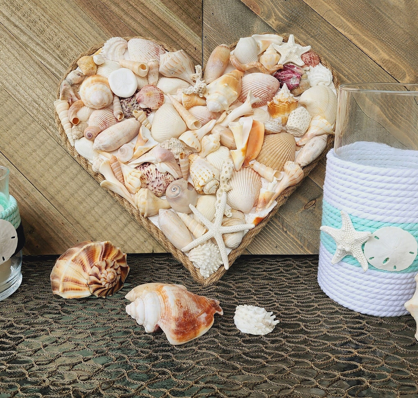 Seashell heart, coastal heart, coastal wall hanging, seashell wall hanging, seashell art. beach wedding gift, coastal decor, tropical decor