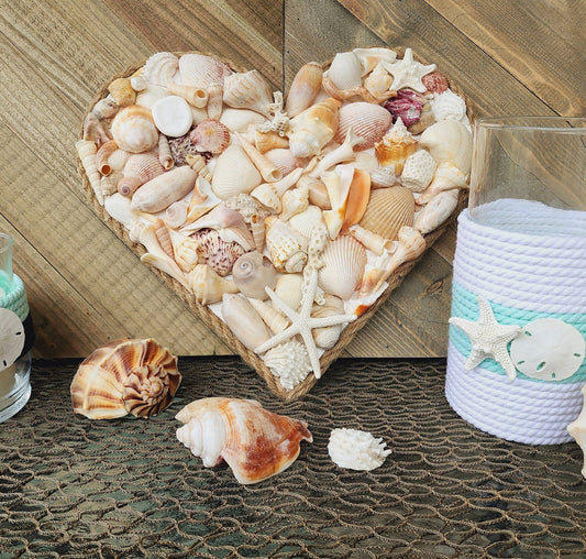 Seashell heart, coastal heart, coastal wall hanging, seashell wall hanging, seashell art. beach wedding gift, coastal decor, tropical decor