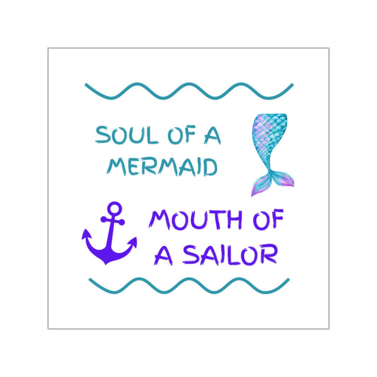 Soul of a Mermaid Vinyl Stickers - Nautical Sea Life Decor, Laptop Decals, Ocean Vibes, Beach Lovers, Gifts for Sailors