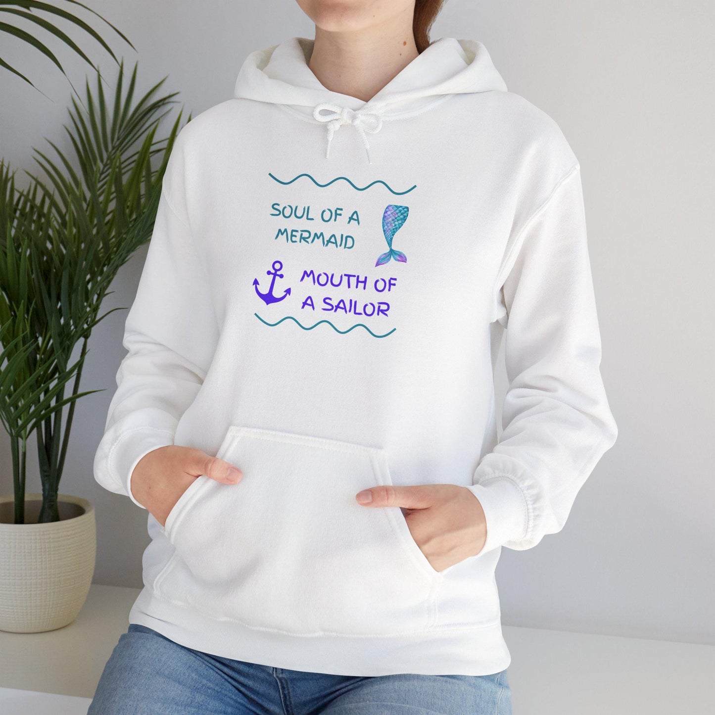 Mermaid Sailor Hoodie - Soul of a Mermaid, Mouth of a Sailor - Unisex Sweatshirt, Ocean Lover Gift, Nautical Apparel, Beachwear, Cozy [...]